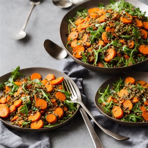 Roasted Carrot Rocket And Lentil Salad Recipe