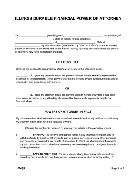 Free Illinois Durable Power Of Attorney Form Pdf Word