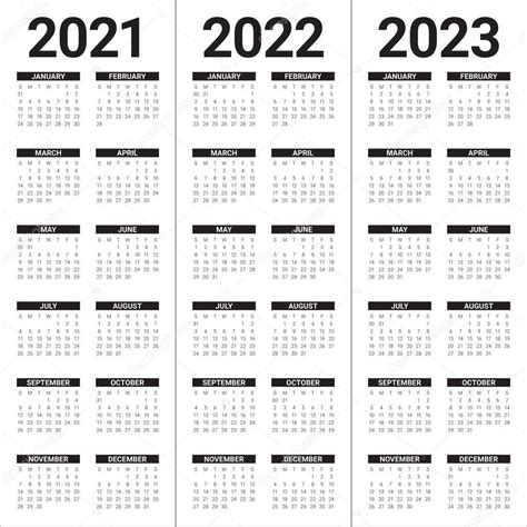Yıl 2021 2022 Takvim Vektör Tasarım Şablonu Basit Temiz Tasarım