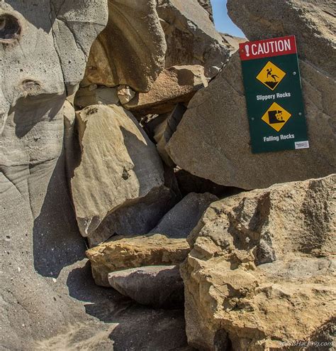 Falling Rocks Sign Attached To Fallen Rocks By Chris Hacking Via
