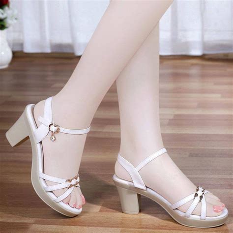 Korea Fashion Women Wedge Heels Thick Heel Simple Sandals Shopee