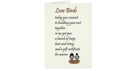 Love Birds A Funny Wedding Poem Zazzle