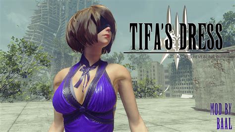 Tifas Purple Dress As 2bs Revealing Outfit Dlc Required At Nier