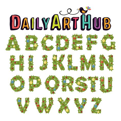 Christmas Wreath Alphabet Clip Art Set Daily Art Hub Free Clip Art