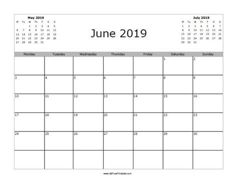 June 2019 Calendar Free Printable