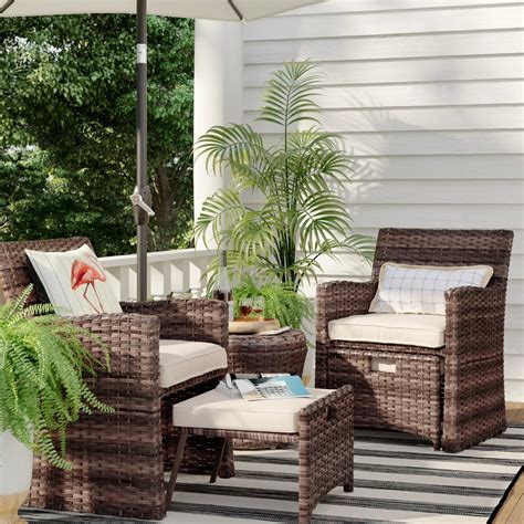 Halsted 5 Piece Wicker Small Space Patio Furniture Set Best Memorial