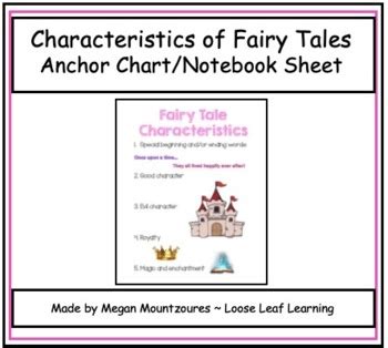 Characteristics Of Fairy Tales Anchor Chart And Notebook Sheet TPT