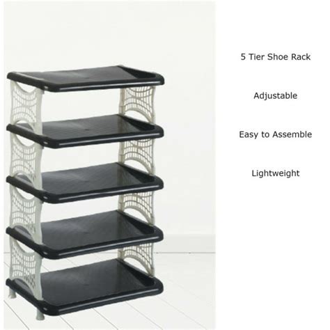 Plastic Shoe Rack Organizer Shoes Storage Space Saver Stand 5 Tier Shoe