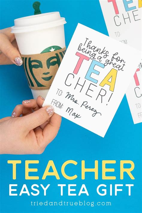 Someone Holding Up A Teachers Tea T Card With The Words Teachers