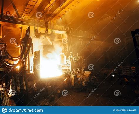 Steel Production In Electric Furnaces Huge Ironworks Stock Image