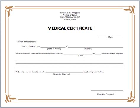 Medical Certificate Templates Free Printable Word Pdf Word Template Free Certificate