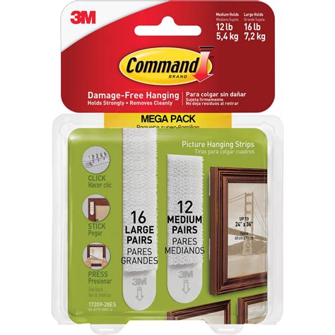 3m Mmm1720928es Command Picture Hanging Strips Mega Pack 28 Pack