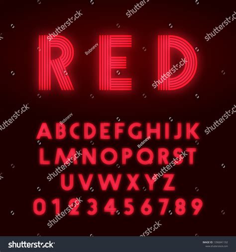 Red Neon Alphabet Font Letters Numbers Stock Vector Royalty Free