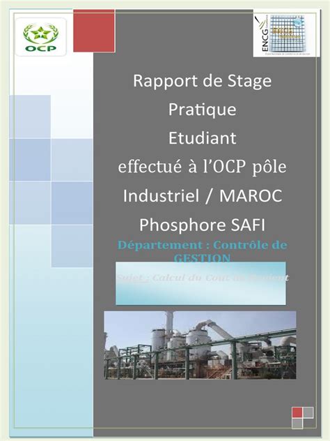 Rapport De Stage Ocp Final Pdf Économie Business