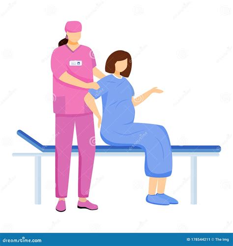 Gynecologist Obstetrician At Hospital Drawing Vector Illustration