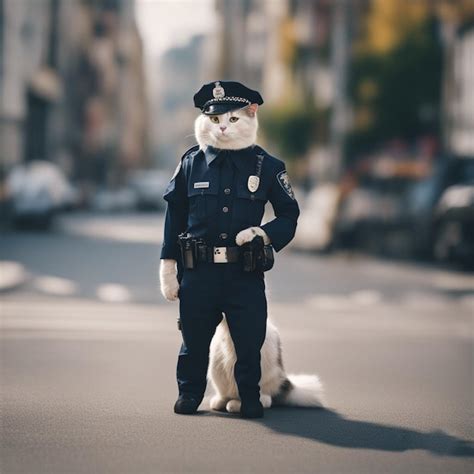 Premium Ai Image Cat In Police Uniform Cute Cat Wallpaper Fantasy