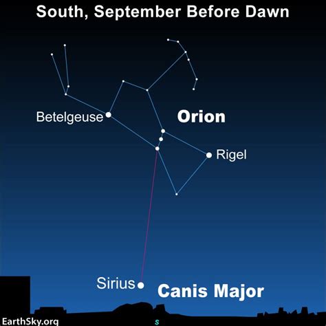 Earthsky Orions Belt Points To Sirius On September Mornings