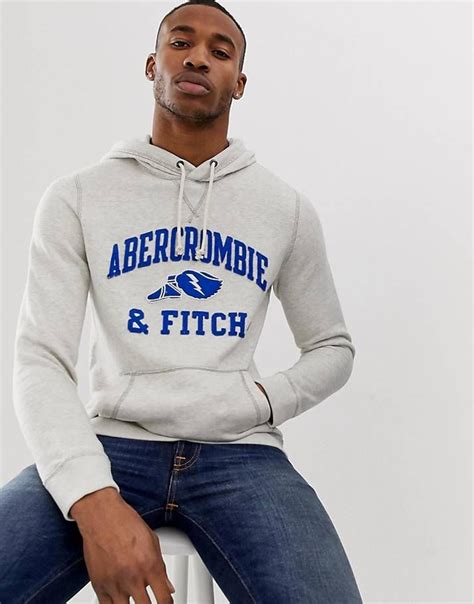 abercrombie and fitch athletic club logo hoodie in gray mens