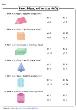 Lead students to see that a cone has no edges, but the point where the surface of. Faces, Edges, and Vertices of 3D Shapes Worksheets