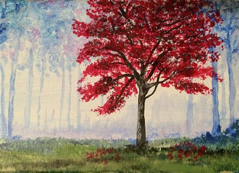Red Tree Painting Painting By Crystal Miller Fine Art America