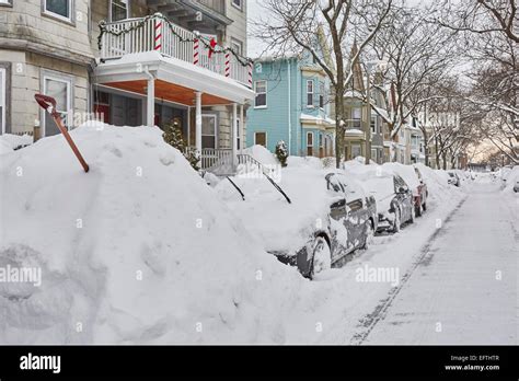Boston Ma Us 10th February 2015 Aftermath Of Snow Storm Marcus