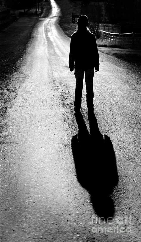 Girl Walking On Road Black And White Shadow Photograph By