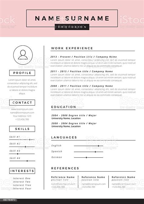 Resume Template Stock Illustration Download Image Now Istock