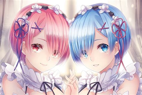 Hd Wallpaper Re Zero Kara Rem And Ram Digital Wallpaper Face Anime