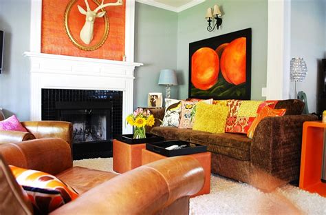 Orange And Black Interiors Living Rooms Bedrooms And Kitchens
