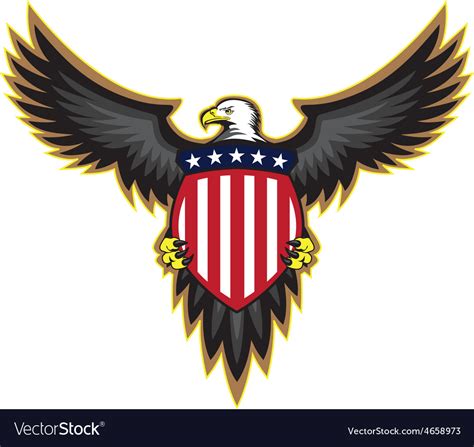 Patriotic American Bald Eagle And Shield Vector Image