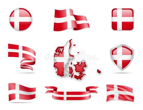 denmark flags collection flags and contour map stock illustration illustration of travel