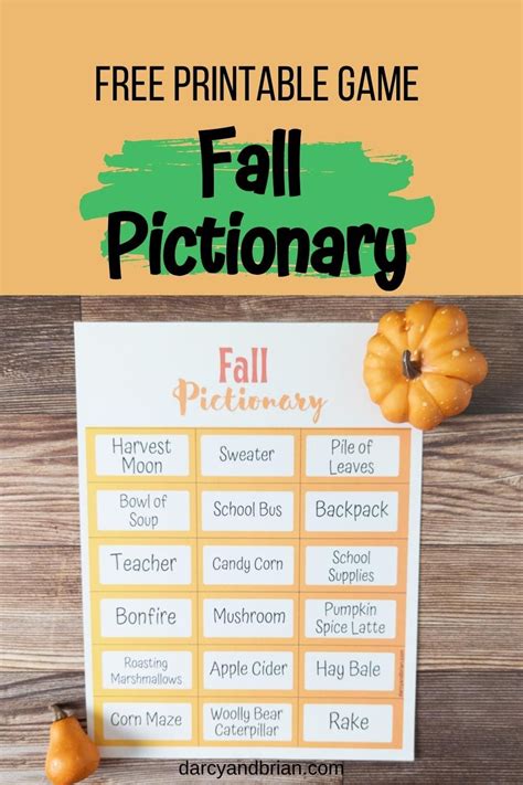 Printable Fall Pictionary Words Fun Drawing Game For Kids In 2023
