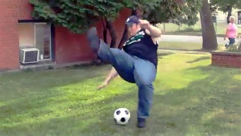 Man Gloriously Fails Attempt To Kick Soccer Ball On The Feed Cbs News