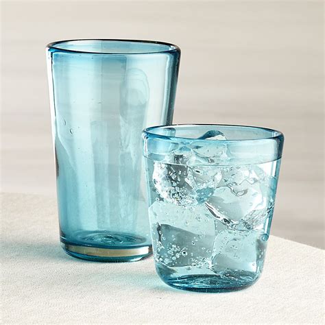 Modern Drinking Glasses And Tumblers Crate And Barrel In 2022 Glass Blue Drinking Glasses