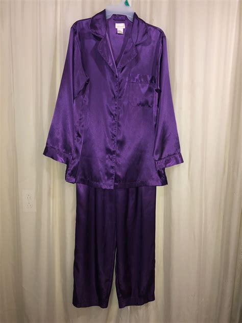 Whispers Purple Satin Pajamas Gem