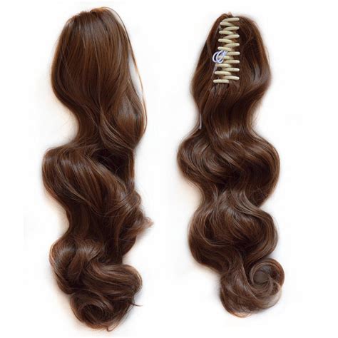 Wavy Real Human Hair Ponytails Hairpiece Claw Clip Ponytail Hair