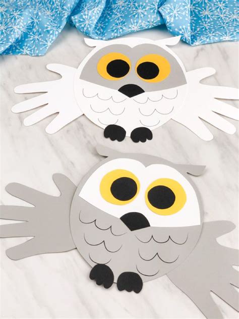 Handprint Snowy Owl Craft For Kids Free Template Owl Crafts Snowy