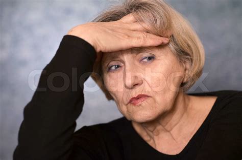 Portrait Of Melancholy Older Woman Stock Image Colourbox