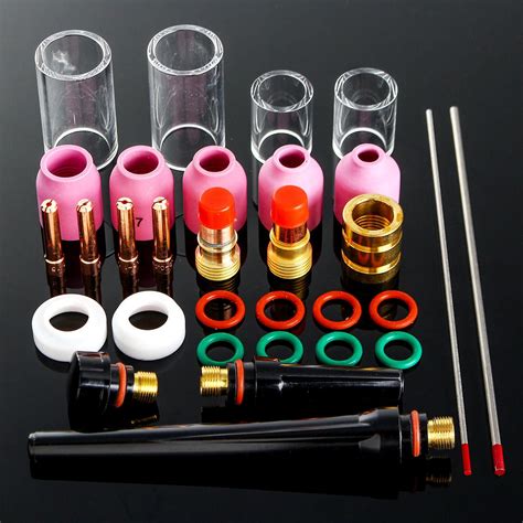 31pcs TIG Welding Torch Stubby Gas Lens Glass Nozzle Cup Kit For WP 17