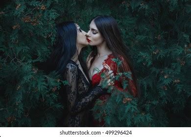 Lesbian Kiss Nature Among Trees Stock Photo Shutterstock