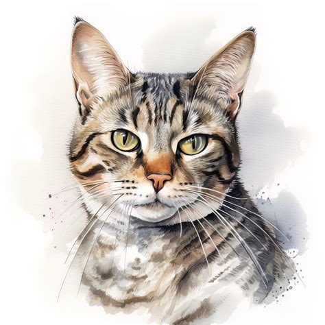 Artstation Tabby Cat Portrait Watercolor Painting