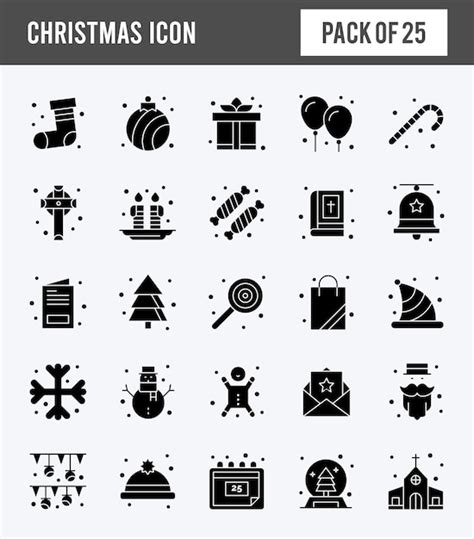Premium Vector 25 Christmas Glyph Icon Pack Vector Illustration