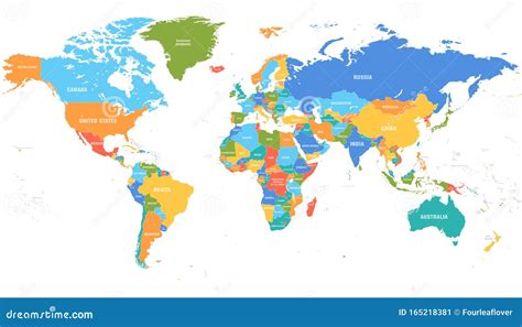 Farbige Weltkarte Politische Landkarte Vektor Abbildung Illustration