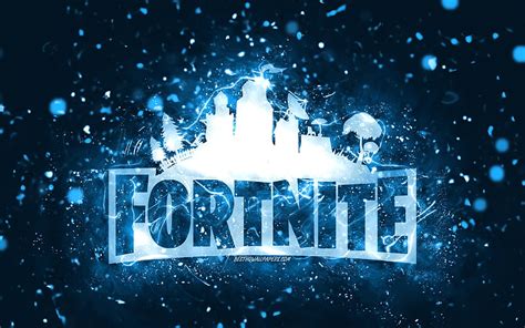 Fortnite Blue Logo Blue Neon Lights Creative Blue Abstract Background