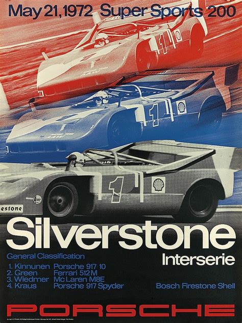 Erich Strenger Silverstone Interserie 1972 Racing Posters Vintage