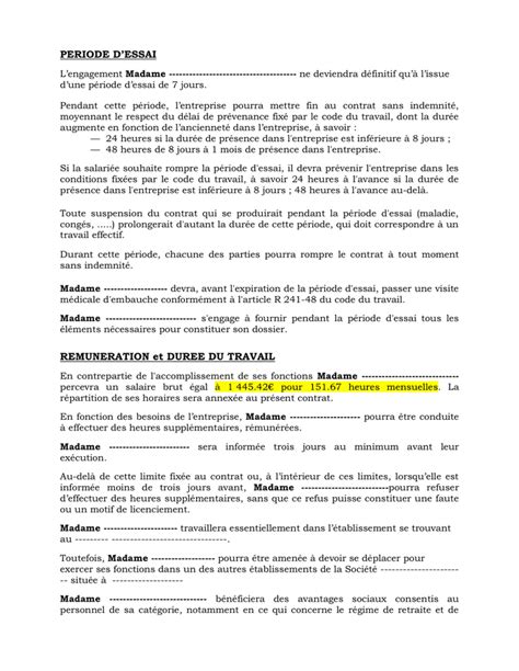 Contrat De Travail A Duree Determinee DOC PDF Page 2 Sur 3