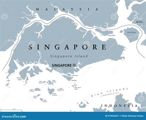 Singapore Political Map Stock Vector Illustration Of Cartography