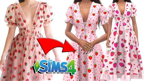 🍓 Remaking The Strawberry Dress In The Sims 4 🍓 Youtube