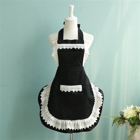 French Style Maid Apron Blackwhite Lace Apron Fashion Women Kitchen