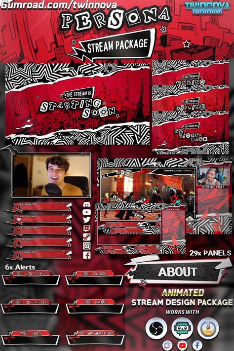 ⭐ Persona Twitch Overlay Package Overlays Twitch Book Design